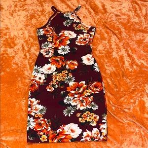 Body con floral halter dress